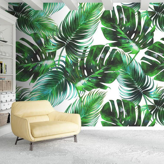 Frendorf | Banana Leaf Mural Wallpaper für thailändisches Restaurant, tropische Wanddekoration in Dunkelgrün