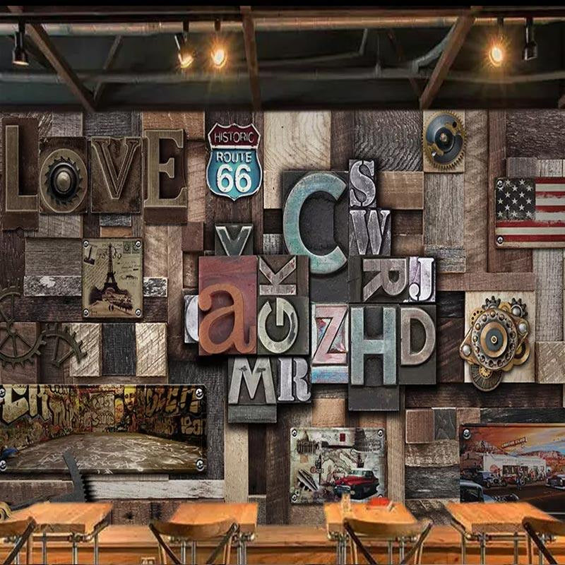 Frendorf | Extra große Fauxwood-Mural Steampunk Neuheit Wandverkleidung in Dunkelbraun, Maßanfertigung verfügbar