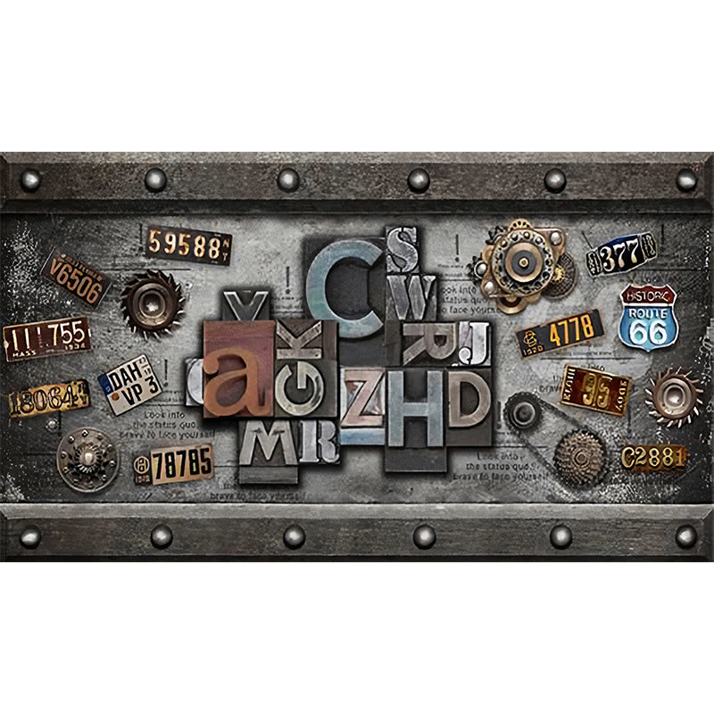 Frendorf | Extra große Fauxwood-Mural Steampunk Neuheit Wandverkleidung in Dunkelbraun, Maßanfertigung verfügbar
