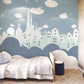 Frendorf | Sterren- en Wolkenmuurverf in Pastelblauw, Scandinavische Wanddecoratie voor Jongens of Meisjes