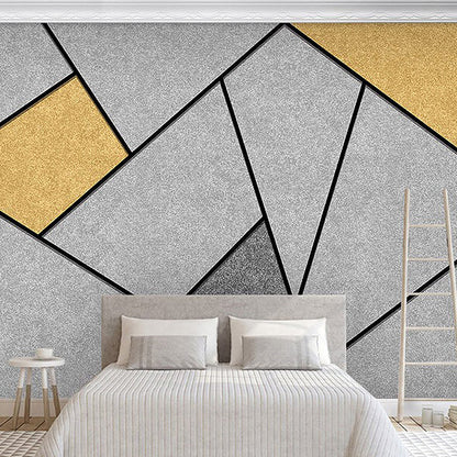 Frendorf | Extra Large Nordic Wandkunst Graue und Gelbe Geometrien Wandtapete, maßgeschneidert gedruckt