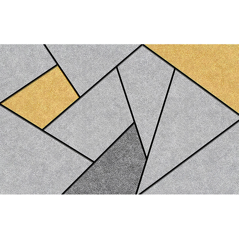 Frendorf | Extra Large Nordic Wandkunst Graue und Gelbe Geometrien Wandtapete, maßgeschneidert gedruckt