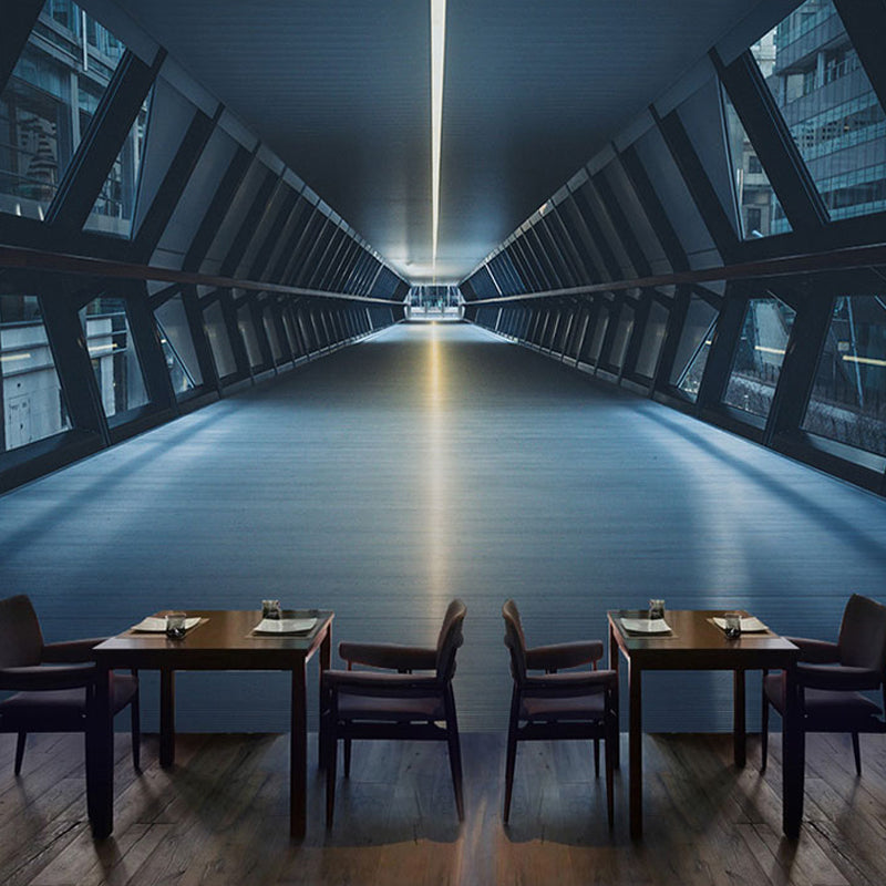 Frendorf | Grote Foto 3D Tunnel Mu mural voor Woonkamer in Donkerblauw, Gepersonaliseerde Maat Beschikbaar