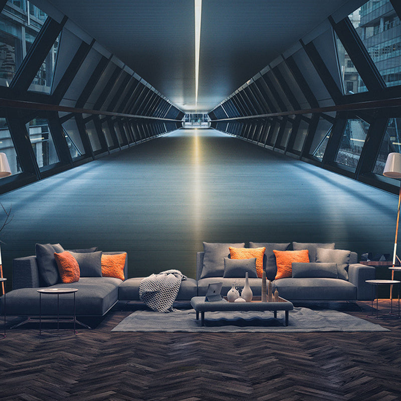 Frendorf | Grote Foto 3D Tunnel Mu mural voor Woonkamer in Donkerblauw, Gepersonaliseerde Maat Beschikbaar