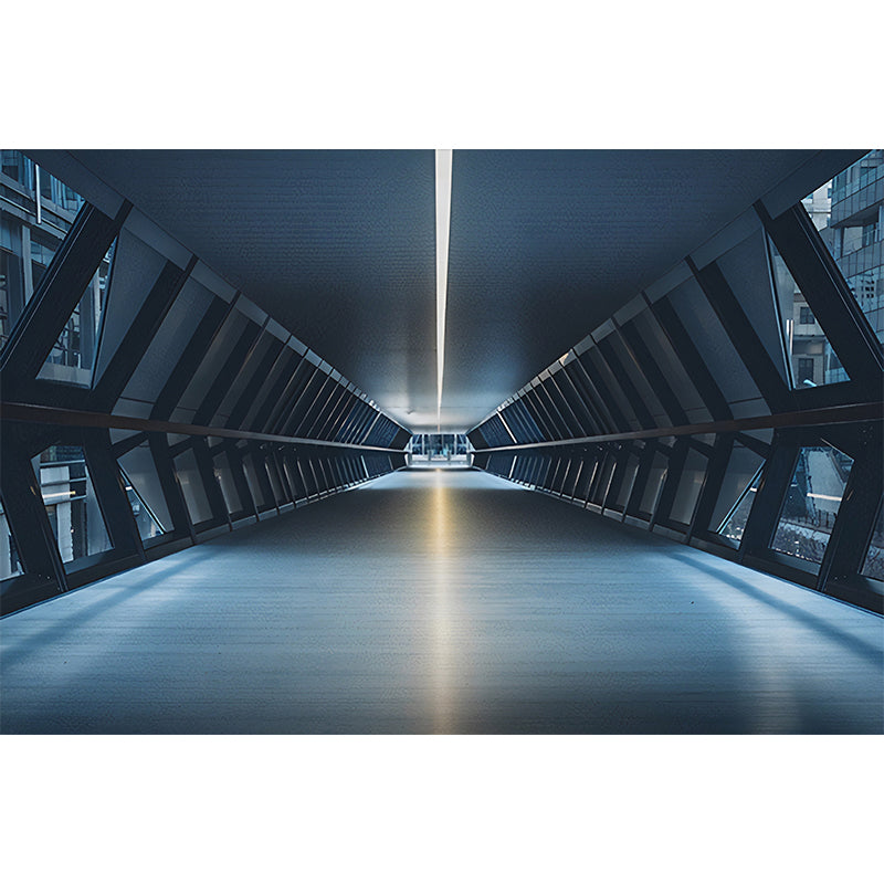 Frendorf | Grote Foto 3D Tunnel Mu mural voor Woonkamer in Donkerblauw, Gepersonaliseerde Maat Beschikbaar