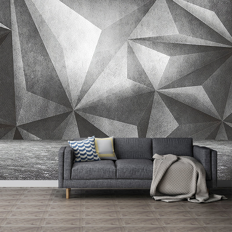 Frendorf | Volledige Muurmuurschilderingen voor Galerij 3D Ongelijke Geometrieën Wandbekleding in Industriële Aandoeningkleur, Vlekbestendig