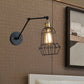 Frendorf | Schwarze Globe/Träne Wand sconce Beleuchtung mit Käfigschatten Retro Metall 1 Lichtarm verstellbare Wandmontage Licht