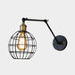 Frendorf | Schwarze Globe/Träne Wand sconce Beleuchtung mit Käfigschatten Retro Metall 1 Lichtarm verstellbare Wandmontage Licht