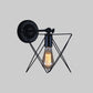 Frendorf | 1 Glühbirne Stern Design Wandlampe mit Drahtrahmen Industriell Schwarz Finish Metall Wandleuchte Beleuchtung