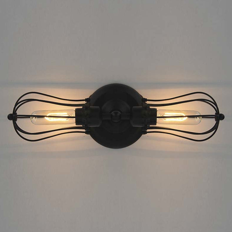 Frendorf | Metal Bulb Vormen Wandmontage Licht met Kooi Schaduw Industriële Vintage 1/2-Licht Restaurant Wandlamp in Zwart/Nikkel