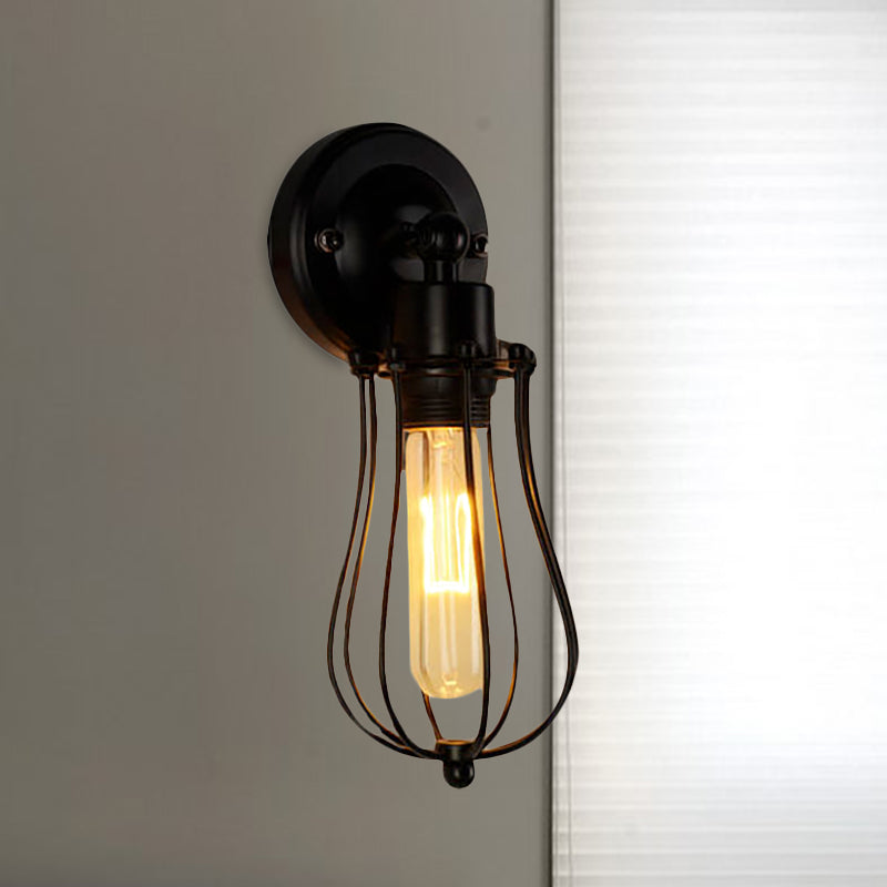 Frendorf | Metal Bulb Vormen Wandmontage Licht met Kooi Schaduw Industriële Vintage 1/2-Licht Restaurant Wandlamp in Zwart/Nikkel