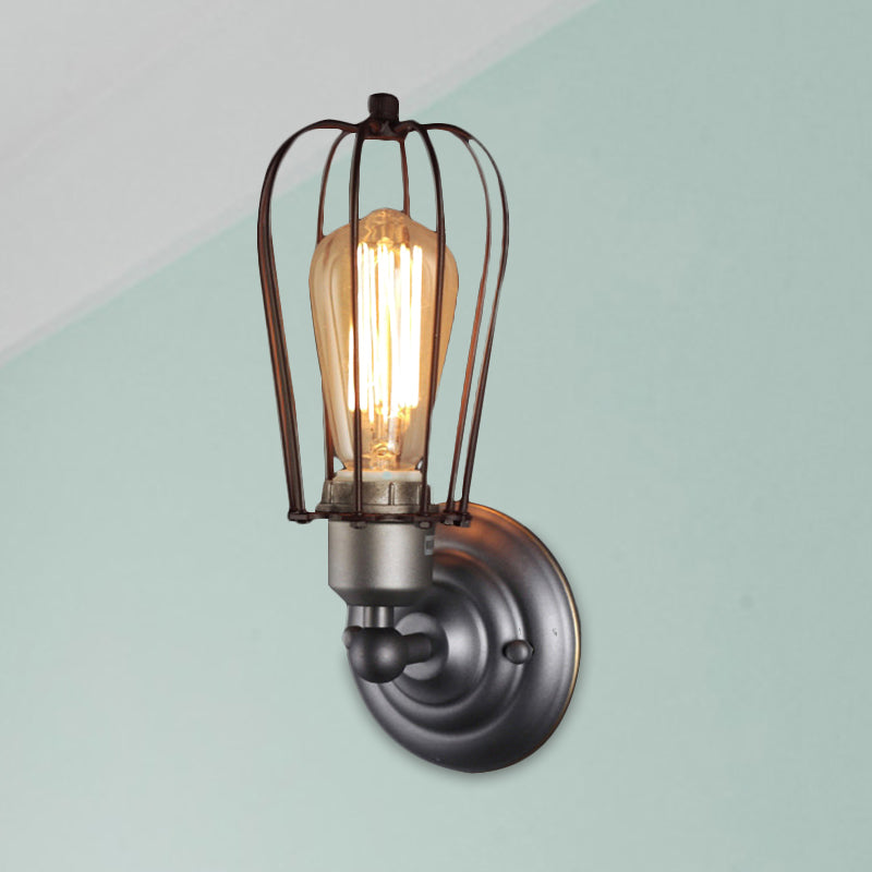 Frendorf | Metal Bulb Vormen Wandmontage Licht met Kooi Schaduw Industriële Vintage 1/2-Licht Restaurant Wandlamp in Zwart/Nikkel