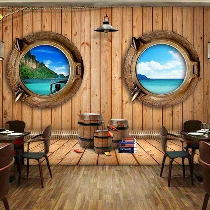 Dekoratives Küsten- und Holzwandbild Maßgefertigte Wanddekoration für Café