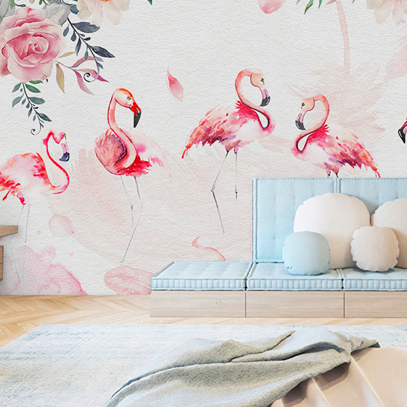 Frendorf | Rosa Flamingo Wandkunst Waterdichte Muurbekleding voor Meisjes Slaapkamer