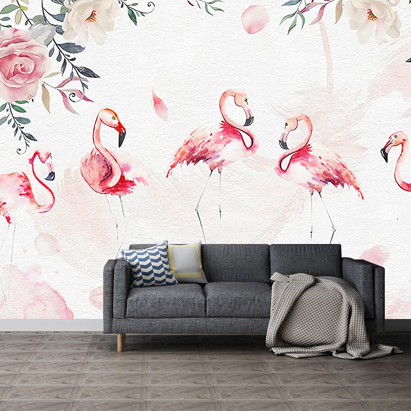 Frendorf | Rosa Flamingo Wandkunst Waterdichte Muurbekleding voor Meisjes Slaapkamer