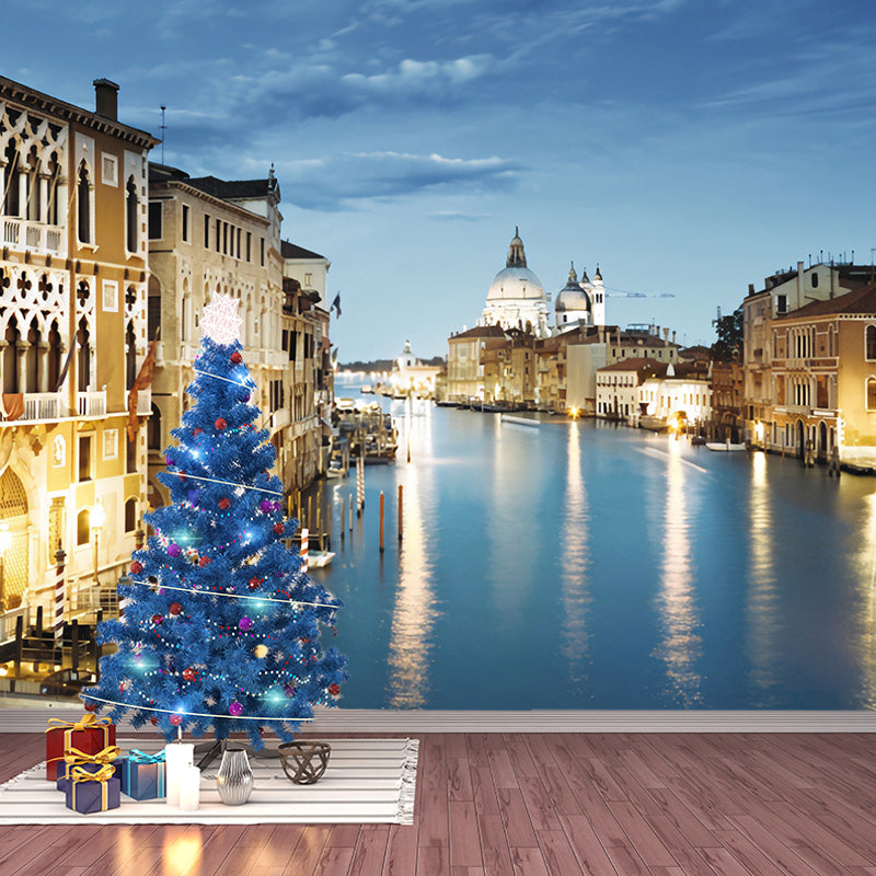 Whole Photo Style Venedig Wandbild für Schlafzimmerdekoration, Gelb und Blau, Maßanfertigung