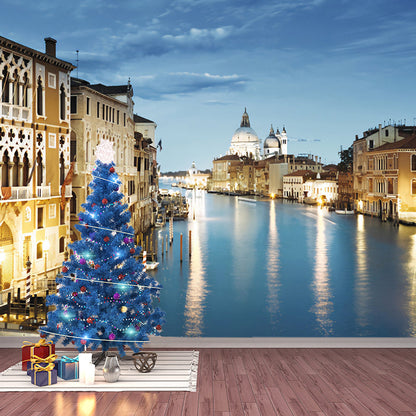 Whole Photo Style Venedig Wandbild für Schlafzimmerdekoration, Gelb und Blau, Maßanfertigung