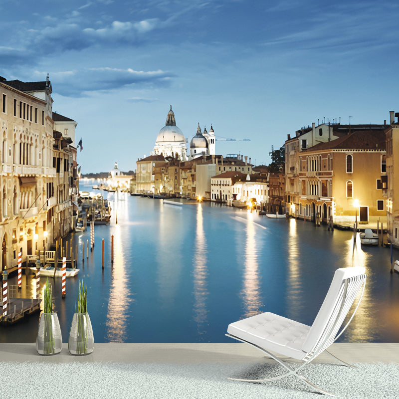 Whole Photo Style Venedig Wandbild für Schlafzimmerdekoration, Gelb und Blau, Maßanfertigung