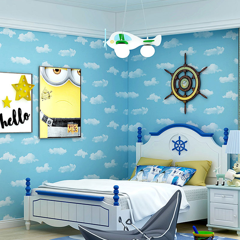 Frendorf | 20,5" x 33' Wolkenbehang in Pastellfarbe Non-Woven-Stoff Wandverkleidung für Kinder, unpasteurized