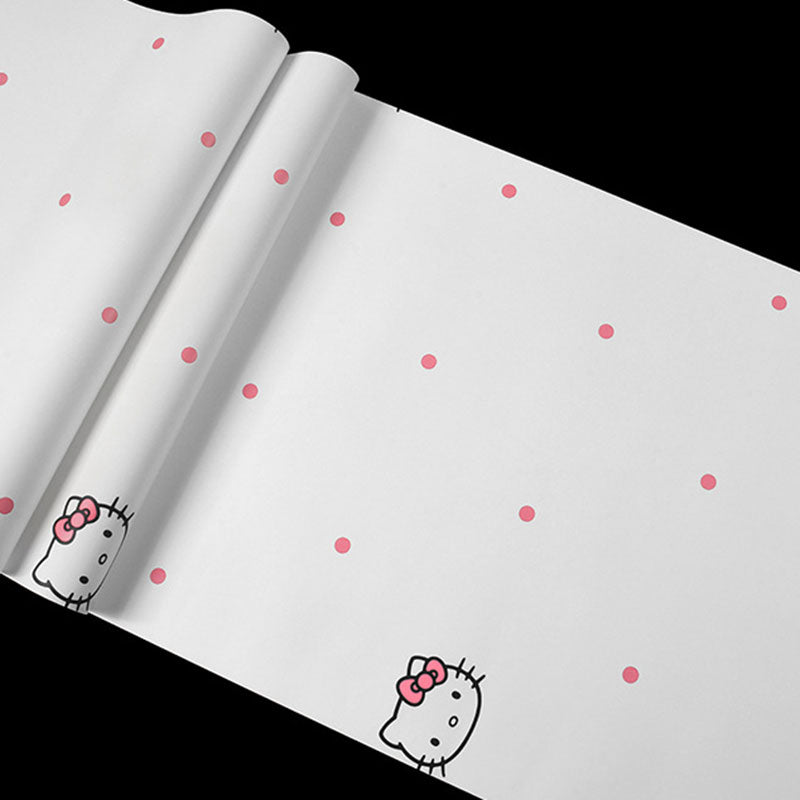 Frendorf | Illustrationsstil Süße Kätzchen Tapete für das Mädchenzimmer in Rosa, 20,5"W x 33'L