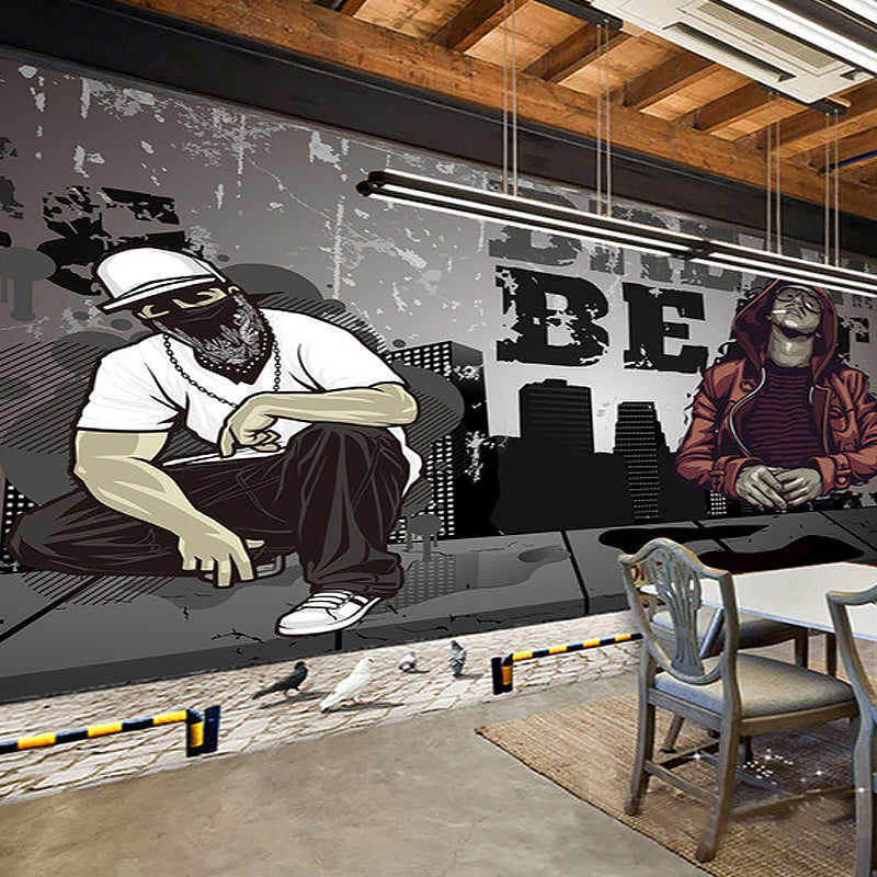 Frendorf | Grey Street Graffiti Wandkunst Steampunk Novelty Letter Wandtapete in Grijs