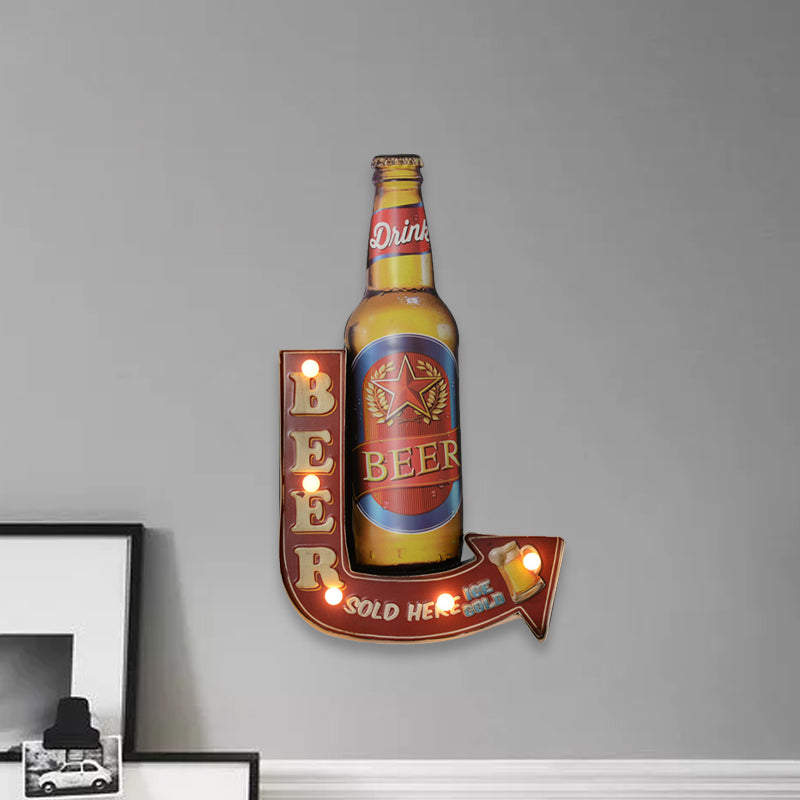 Frendorf | Bier/Auto/Anker Teeken Flush Wandlampe Moderne Metall Restaurant Batterie Betrieben LED Nachtlicht in Schwarz und Rot/Rosa/Blau und Gelb