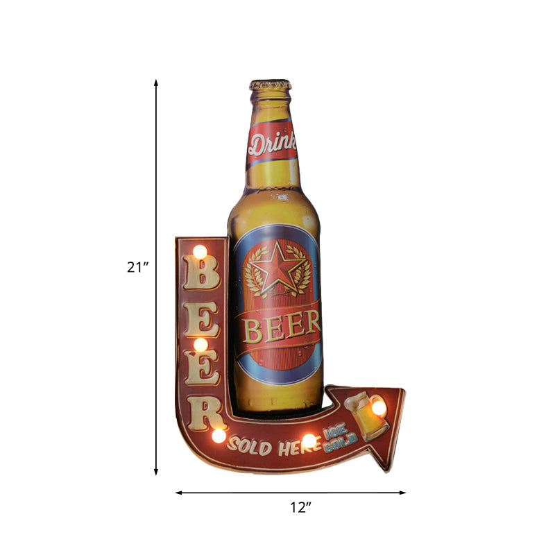 Frendorf | Bier/Auto/Anker Teeken Flush Wandlampe Moderne Metall Restaurant Batterie Betrieben LED Nachtlicht in Schwarz und Rot/Rosa/Blau und Gelb
