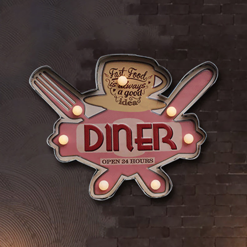 Frendorf | Bier/Auto/Anker Teeken Flush Wandlampe Moderne Metall Restaurant Batterie Betrieben LED Nachtlicht in Schwarz und Rot/Rosa/Blau und Gelb
