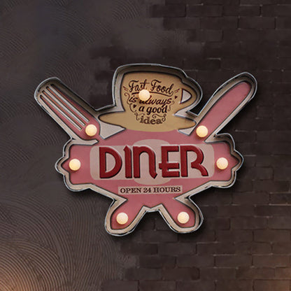 Frendorf | Bier/Auto/Anker Teeken Flush Wandlampe Moderne Metall Restaurant Batterie Betrieben LED Nachtlicht in Schwarz und Rot/Rosa/Blau und Gelb