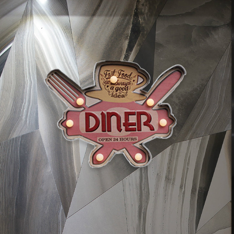 Frendorf | Bier/Auto/Anker Teeken Flush Wandlampe Moderne Metall Restaurant Batterie Betrieben LED Nachtlicht in Schwarz und Rot/Rosa/Blau und Gelb