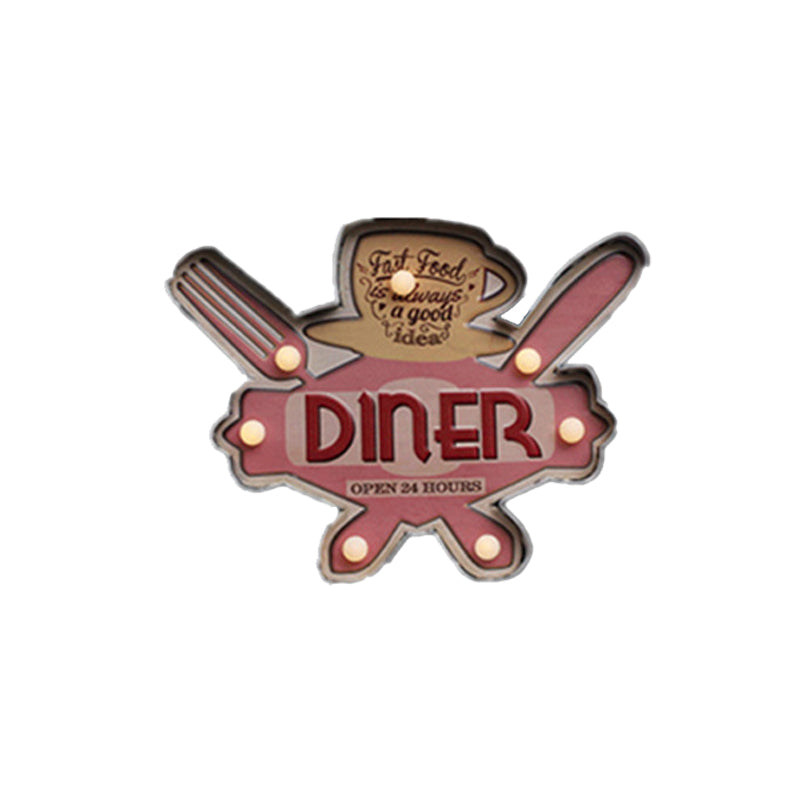 Frendorf | Bier/Auto/Anker Teeken Flush Wandlampe Moderne Metall Restaurant Batterie Betrieben LED Nachtlicht in Schwarz und Rot/Rosa/Blau und Gelb