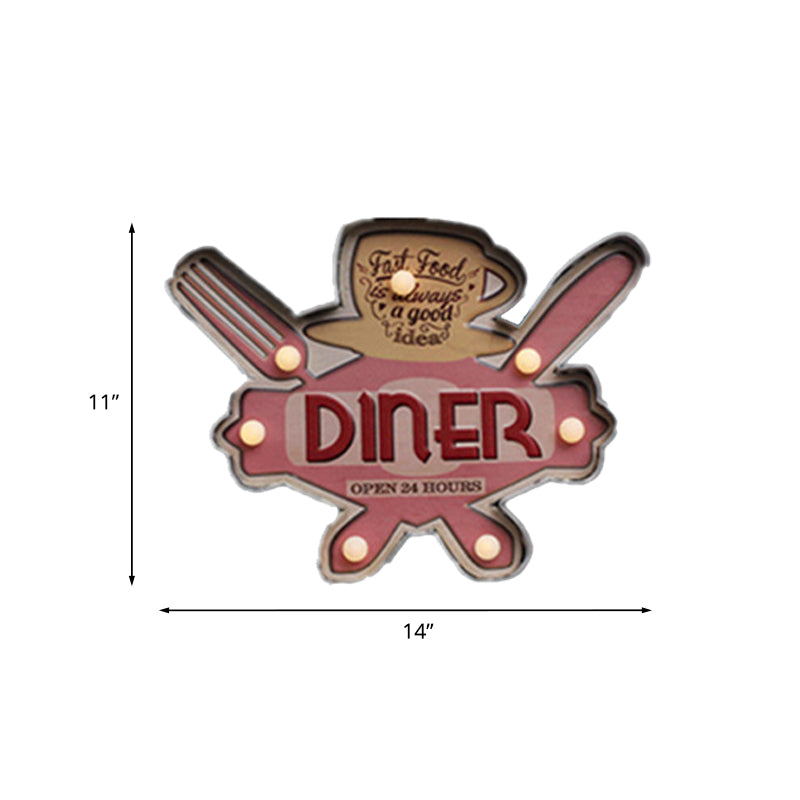 Frendorf | Bier/Auto/Anker Teeken Flush Wandlampe Moderne Metall Restaurant Batterie Betrieben LED Nachtlicht in Schwarz und Rot/Rosa/Blau und Gelb