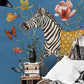 Frendorf | Klassieke Zebra en Bloem Muurdecoratie voor Accentmuur, Grote Muurbedekking in Natuurlijke Kleur