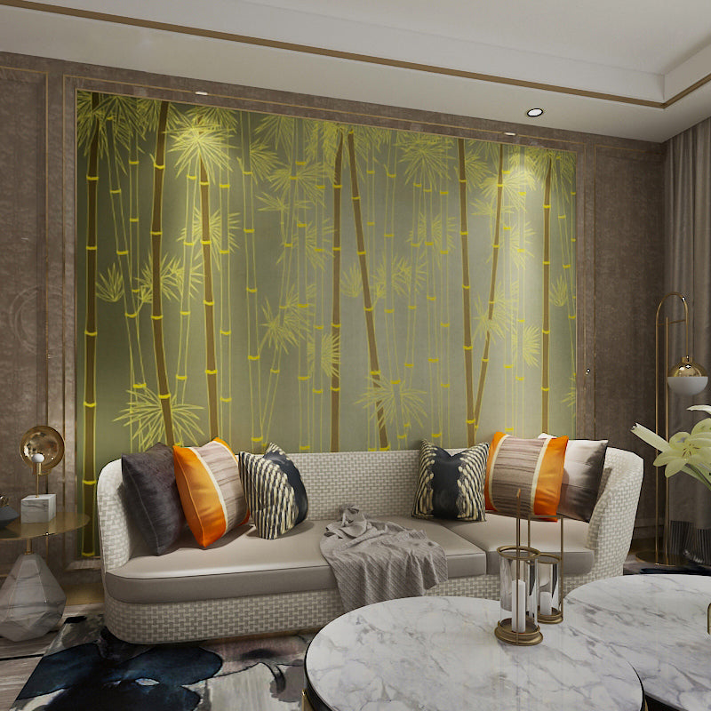 Frendorf | Bamboo und Blatt Wanddekoration in Sanftgrün, Minimalistische Wandkunst für Akzentwand