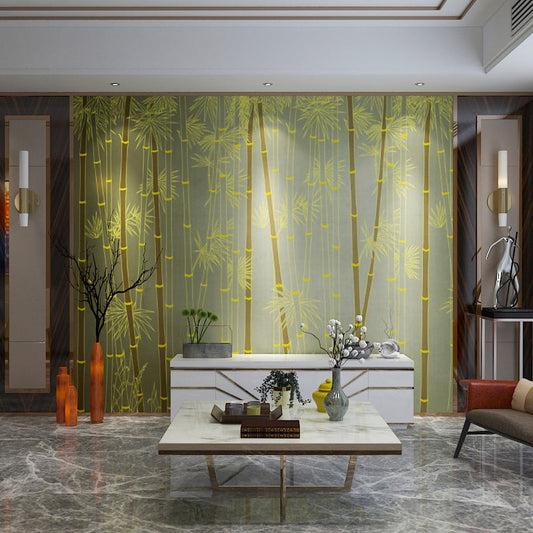 Frendorf | Bamboo und Blatt Wanddekoration in Sanftgrün, Minimalistische Wandkunst für Akzentwand