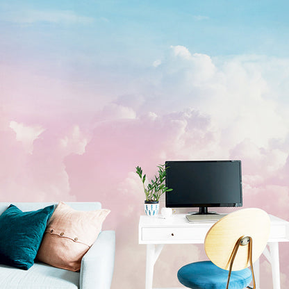 Extra Large Wandbild Rosa Wolke und Blauer Himmel Vliesstoff Wandverkleidung für Wohnkultur, Maßgeschneidert