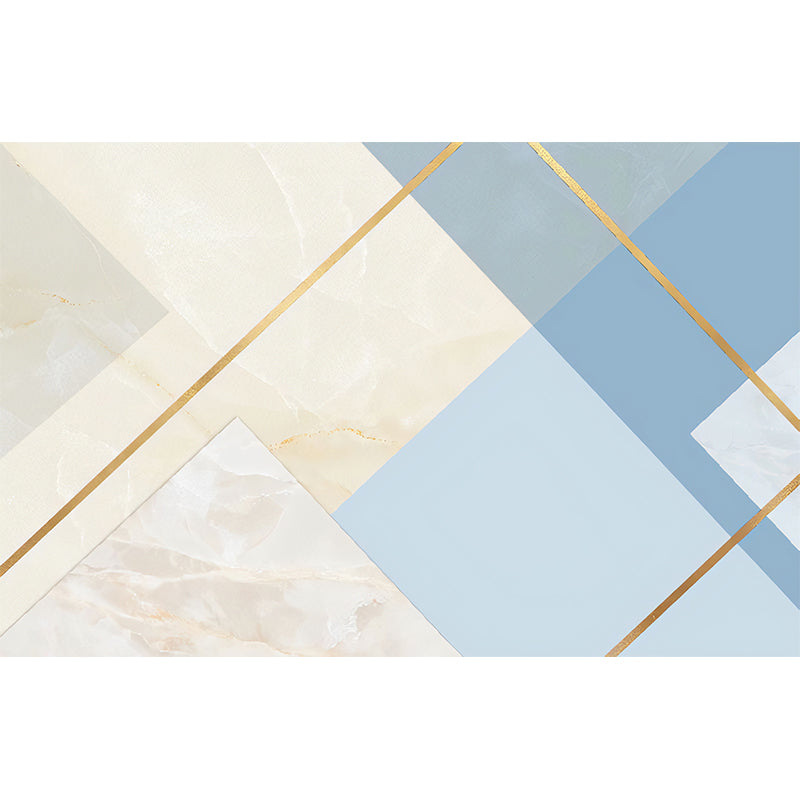 Frendorf | Grote Marmeren Wandkunst Noviteit Ongewone Geometrieën Muurbehang in Pastelblauw