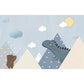 Frendorf | Volle Illustratie Eenvoudige Wandtapijt Kinderkamer Cartoone Dinosaur in Blauw