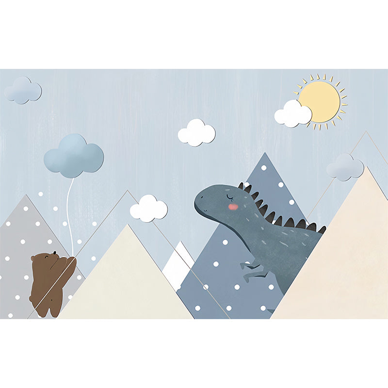 Frendorf | Volle Illustratie Eenvoudige Wandtapijt Kinderkamer Cartoone Dinosaur in Blauw