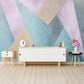Extra große Illustration Moderne Wandmalerei für Akzentwand mit Pastellfarbigen Geometrien