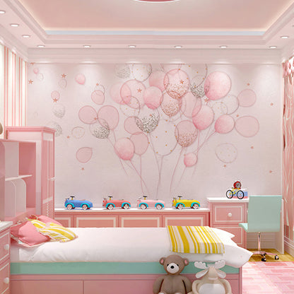 Frendorf | Rosa Einfaches Wandpapier Vollgröße Cartoon Ballon Wandkunst für das Mädchenzimmer