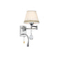Frendorf | 1-Kopfleselampe Wandlampe Modern Faltenstoff Geflochtene Kante Kegel Wandleuchte mit verstellbarem Chromarm