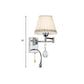 Frendorf | 1-Kopfleselampe Wandlampe Modern Faltenstoff Geflochtene Kante Kegel Wandleuchte mit verstellbarem Chromarm