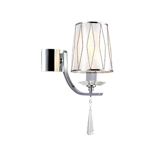 Frendorf | 1/2-Birnen Wandbeleuchtung Moderne diamantmuster Barrel PVC Wandleuchte in Chrom mit K9 Kristall Tropfen