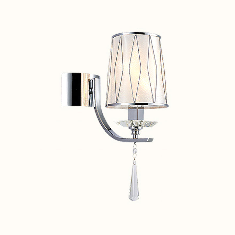 Frendorf | 1/2-Birnen Wandbeleuchtung Moderne diamantmuster Barrel PVC Wandleuchte in Chrom mit K9 Kristall Tropfen