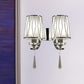 Frendorf | 1/2-Birnen Wandbeleuchtung Moderne diamantmuster Barrel PVC Wandleuchte in Chrom mit K9 Kristall Tropfen