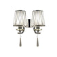 Frendorf | 1/2-Birnen Wandbeleuchtung Moderne diamantmuster Barrel PVC Wandleuchte in Chrom mit K9 Kristall Tropfen