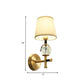Frendorf | 1/2-Kopf Schlafzimmer Wandlampe Modernismus Messing-Finish Klare Kristall Wandleuchte mit konischem Stoffschirm
