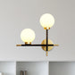Frendorf | 2-Birnen Milchglas Wandleuchte Modern Schwarze Doppelte Kugel Wohnzimmer Wandlampe mit Kreuzdesign