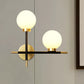 Frendorf | 2-Birnen Milchglas Wandleuchte Modern Schwarze Doppelte Kugel Wohnzimmer Wandlampe mit Kreuzdesign